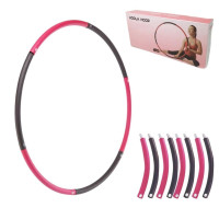 Обруч хулахуп складной массажный на 8 секций для фитнеса Hoola Hoop серо-розовый Обруч хулахуп складной массажный на 8 секций для фитнеса Hoola Hoop серо-розовый