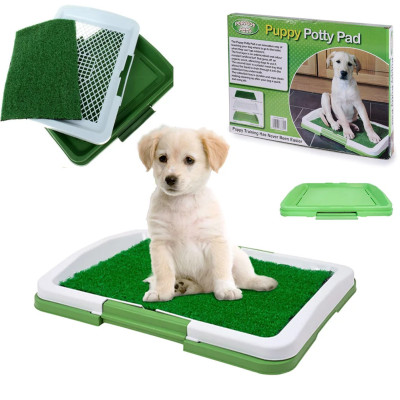 Туалет для собак трехярусный Puppy Potty Pad коврик лоток для домашних животных с решеткой и травой 47х34х6см
