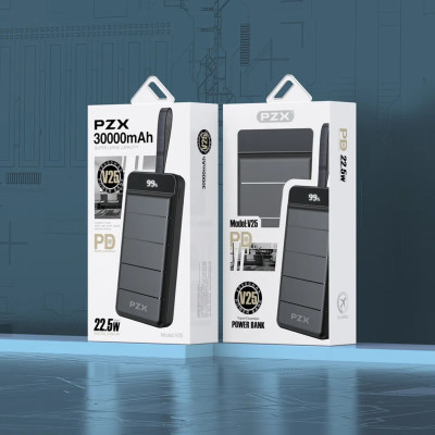 Повербанк 30000 mAh power bank PZX V25 быстрая зарядка для телефона USB Type-C micro USB Lightning