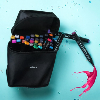 Скетч маркери SKETCHMARKER 48 кольорів Набір для малювання та дизайну двосторонніх маркерів на спиртовій Скетч маркери SKETCHMARKER 48 кольорів Набір для малювання та дизайну двосторонніх маркерів на спиртовій