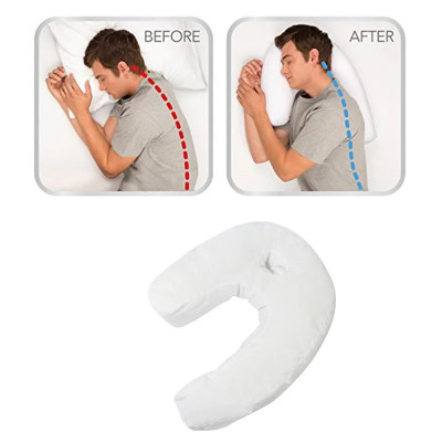 Подушка ортопедическая на одну сторону Side Sleeper Pro White Подушки подковы для шеи и для сна на боку Подушка ортопедическая на одну сторону Side Sleeper Pro White Подушки подковы для шеи и для сна на боку