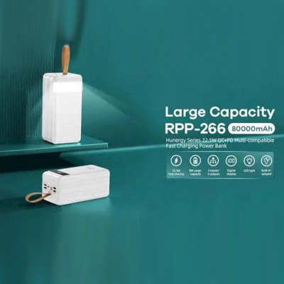 Повербанк RPP-266 быстрая зарядка 80000 mAh портативная зарядка power bank для телефона с фонариком Повербанк RPP-266 быстрая зарядка 80000 mAh портативная зарядка power bank для телефона с фонариком