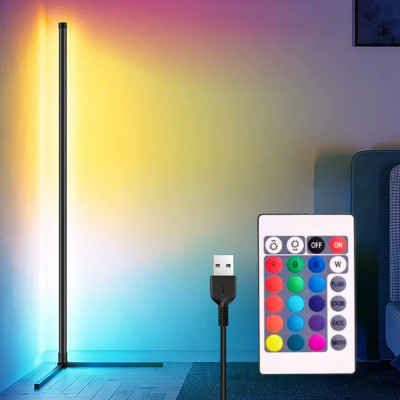 Світлодіодний кутовий RGB торшер підлоговий LED світильник збірної з пультом та регулюванням яскравості 150см Світлодіодний кутовий RGB торшер підлоговий LED світильник збірної з пультом та регулюванням яскравості 150см