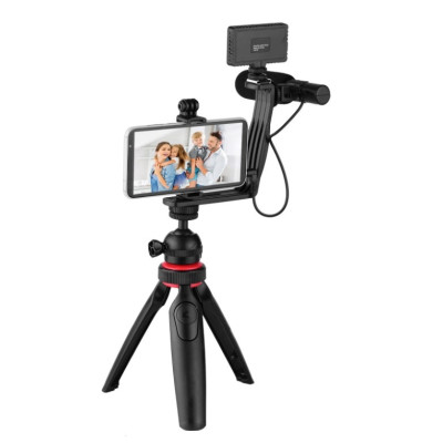 Набор для блогера Vlogger Kit с шаровой головкой штатив микрофон вспышка зажим для смартфона и экшн камеры
