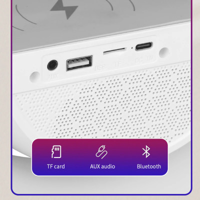 Настільна смарт лампа нічник з Bluetooth колонкою та бездротовою зарядкою для телефону RGB світильник Настільна смарт лампа нічник з Bluetooth колонкою та бездротовою зарядкою для телефону RGB світильник