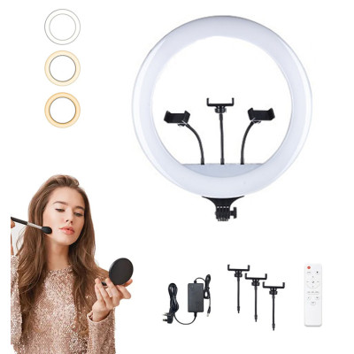 Светодиодная кольцевая лампа Ring fill light 45 см для фото и видео с 3 держателями для телефона Селфи лампа