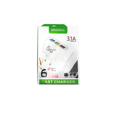 Блок питания на 6 USB порта FAST CHARGER 3.1А 5G с функцией быстрой зарядки Блок питания на 6 USB порта FAST CHARGER 3.1А 5G с функцией быстрой зарядки