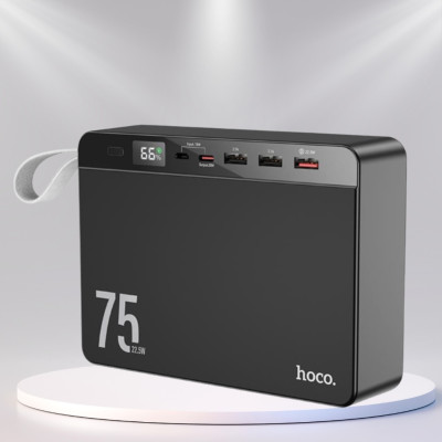 Повербанк 75000 mAh зі швидкою зарядкою та дисплеєм hoco J94 універсальний зарядний пристрій 22.5W USB Type-C micro USB