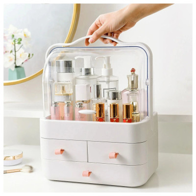 Органайзер для косметики Пылезащитный Водонепроницаемый Cosmetic Storage Box LD 288 Двухъярусный бокс Серый