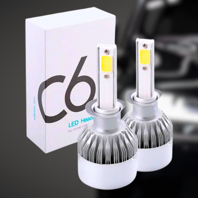 Светодиодные автомобильные LED лампы для фар C6 H1 Комплект автоламп 2 шт