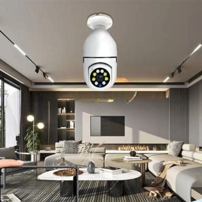 Поворотная IP камера в патрон 4МП WiFi Camera для видеонаблюдения дома со звуком и ночным видением Поворотная IP камера в патрон 4МП WiFi Camera для видеонаблюдения дома со звуком и ночным видением