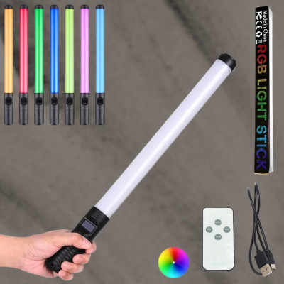 Лампа Led аккумуляторная жезл RGB Light Stick светодиодная разноцветная лампа палка с пультом для фото и видео