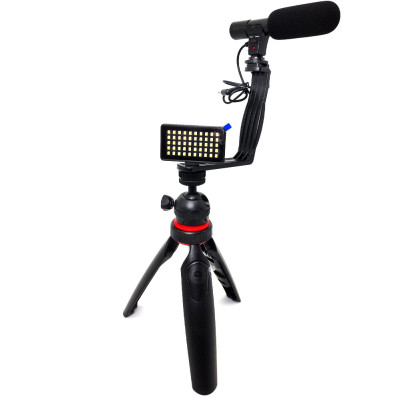 Набір для блогера Vlogger Kit з кульової голівкою штатив мікрофон спалах затиск для смартфона і екшн камери Набір для блогера Vlogger Kit з кульової голівкою штатив мікрофон спалах затиск для смартфона і екшн камери