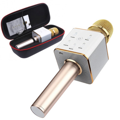 Микрофон караоке для детей беспроводной Q7 Розовый Rose USB Bluetooth с чехлом Игрушка микрофон с динамиком Микрофон караоке для детей беспроводной Q7 Розовый Rose USB Bluetooth с чехлом Игрушка микрофон с динамиком