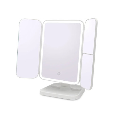 Косметическое тройное LED зеркало аккумуляторное XW 810 с 3 режимами подсветки Настольное сенсорное зеркало