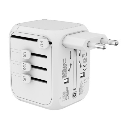 Универсальный сетевой USB адаптер для путешествий и дома Travel Adapter переходник для розеток Белый Универсальный сетевой USB адаптер для путешествий и дома Travel Adapter переходник для розеток Белый