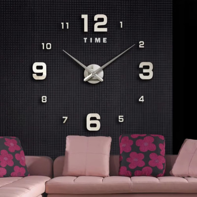 Большие настенные часы 3D на батарейках Diy Clock Электронная наклейка Сделай сам для кухни гостинной